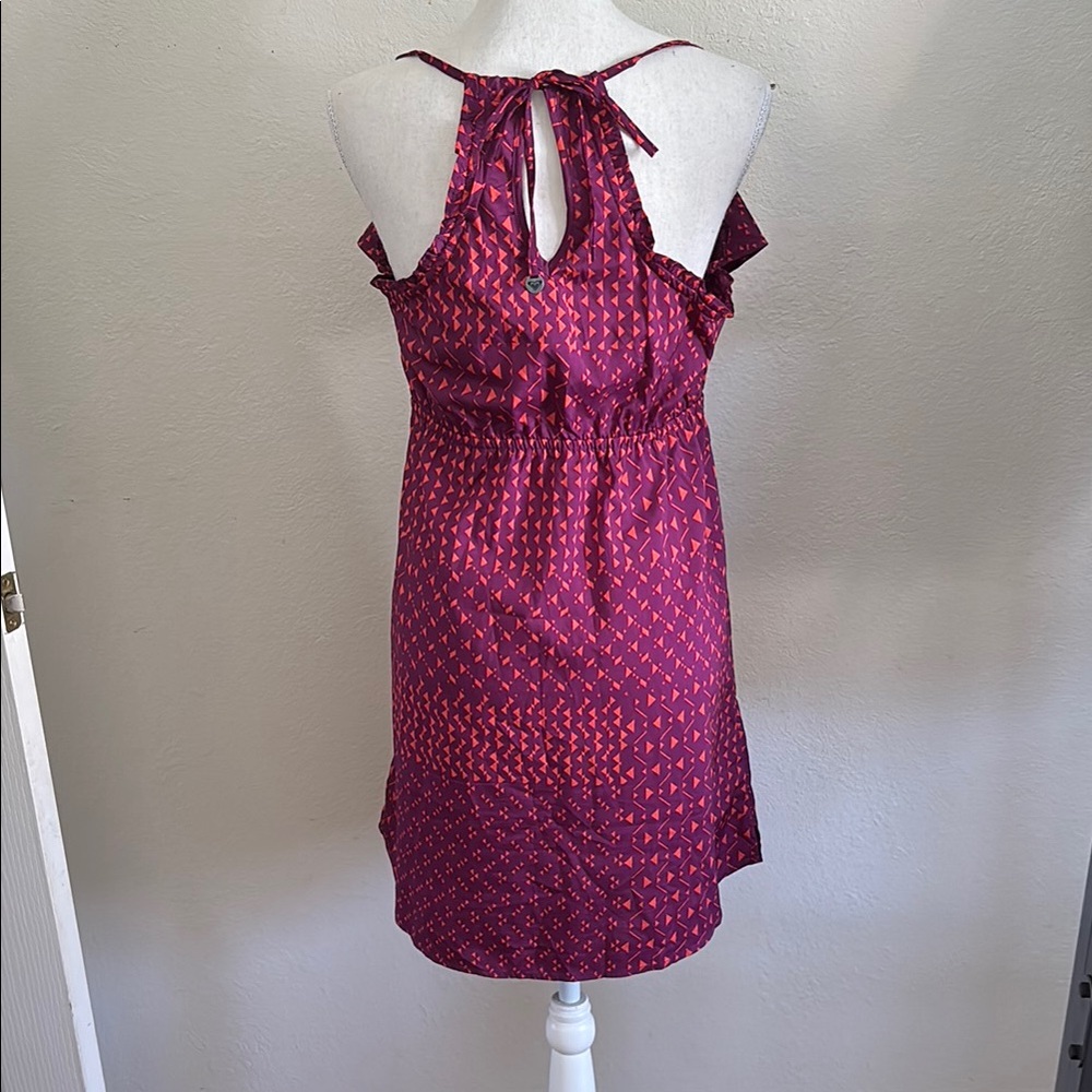 Roxy Tie-Back Patterned Keyhole Spaghetti Strap Ruffle Sundress - Picture 3 of 6